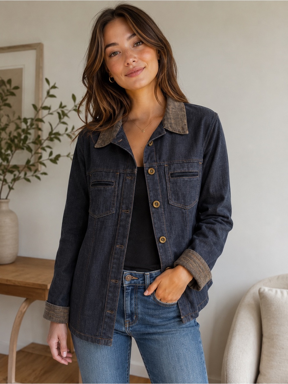 Vintage 90s Marie-Claire two toned Shacket size small